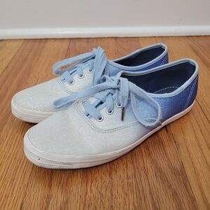 Keds Women's Blue Ombré Glitter Sneakers Sz 6.5‎ Sparkle Swiftie Concert Lace Up